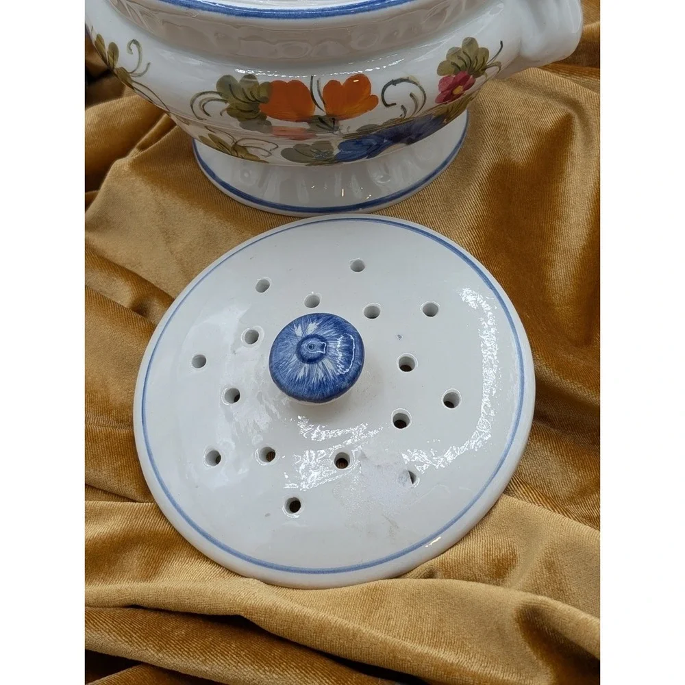 Maioliche Deruta Italy Hand Painted Ceramic Garlic & Onion Keeper JarVintage